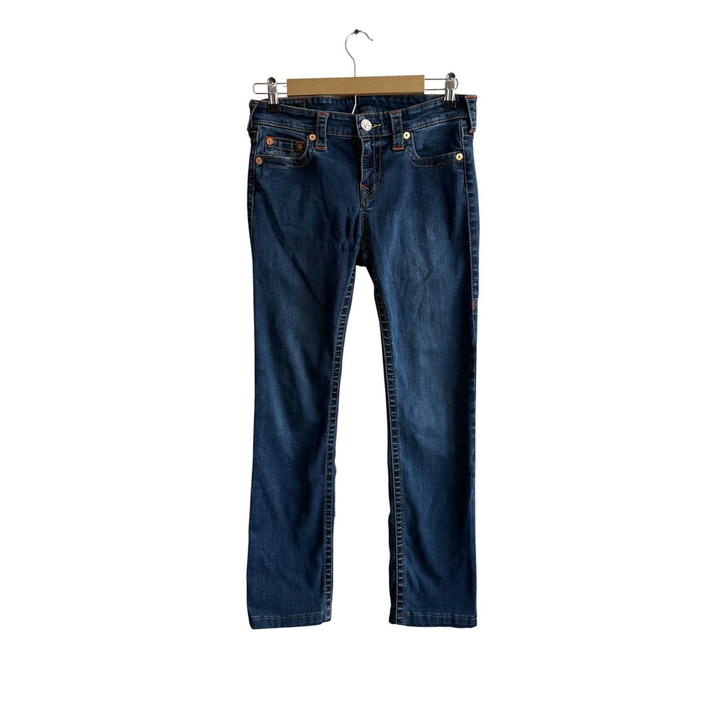 True Religion Size 30 Billie Mid Rise Straight Leg Dark Wash Jeans Western Denim